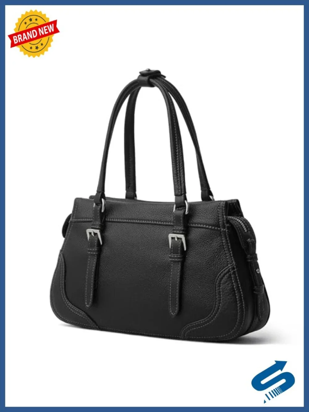 Genuine Leather Satchel Purse & Tote Bag Top Handle, Crossbody Strap, Full